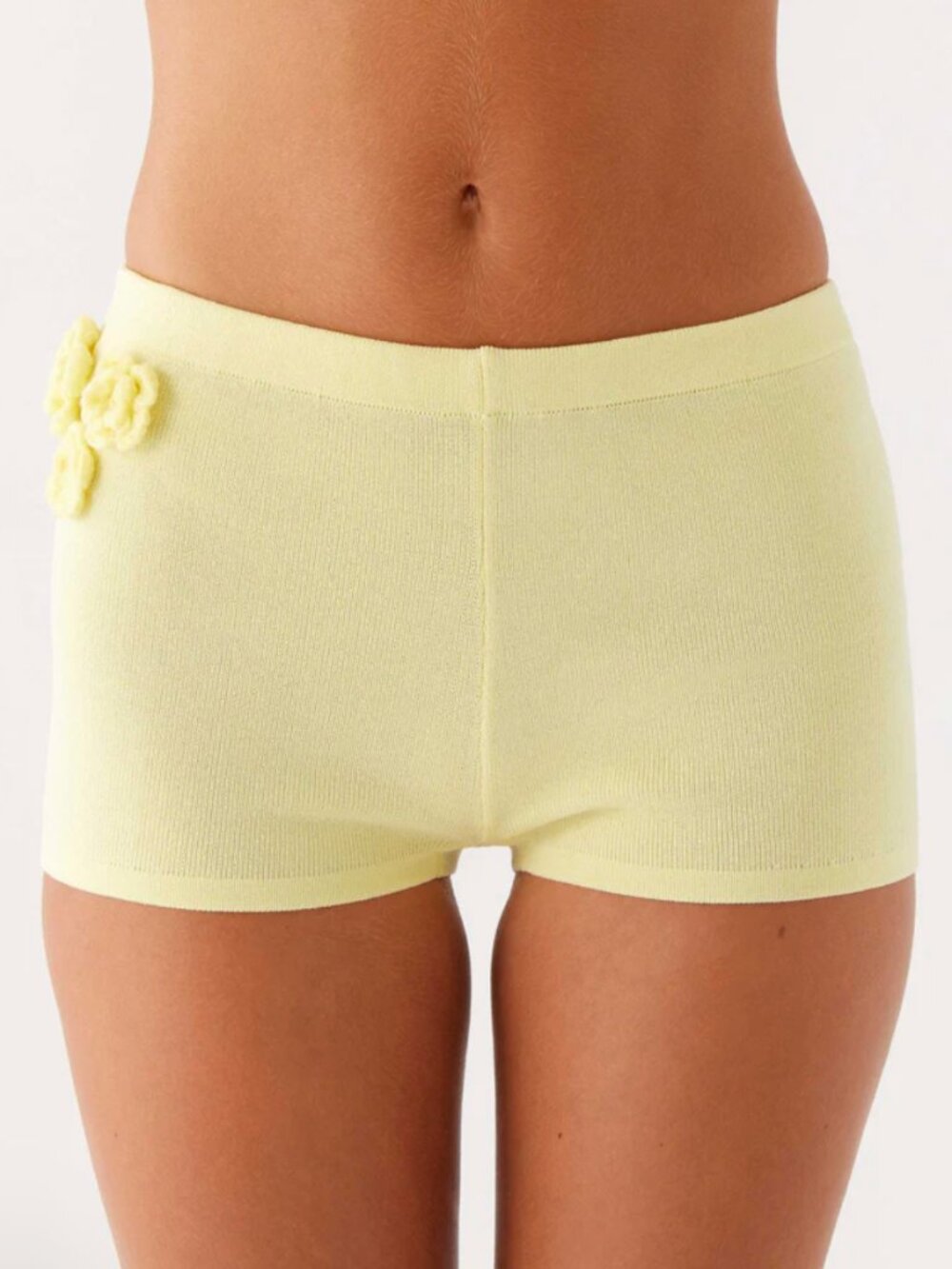 Peppermayo Yellow Knit Rosette Micro Shorts - XS/S